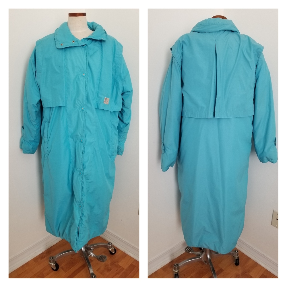 Vintage Elho Down Feather Coat Full Length Size Large